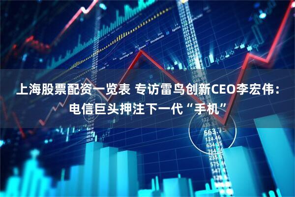 上海股票配资一览表 专访雷鸟创新CEO李宏伟：电信巨头押注下一代“手机”