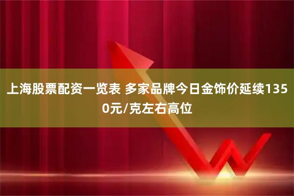 上海股票配资一览表 多家品牌今日金饰价延续1350元/克左右高位